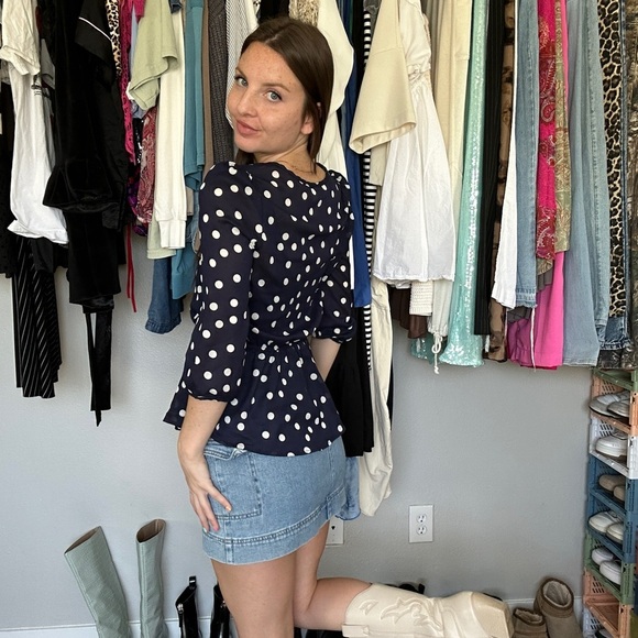 Polka Dot Peplum Top - Picture 5 of 7